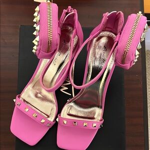 Anna Michelle Pink and Gold Heels with Studded Details